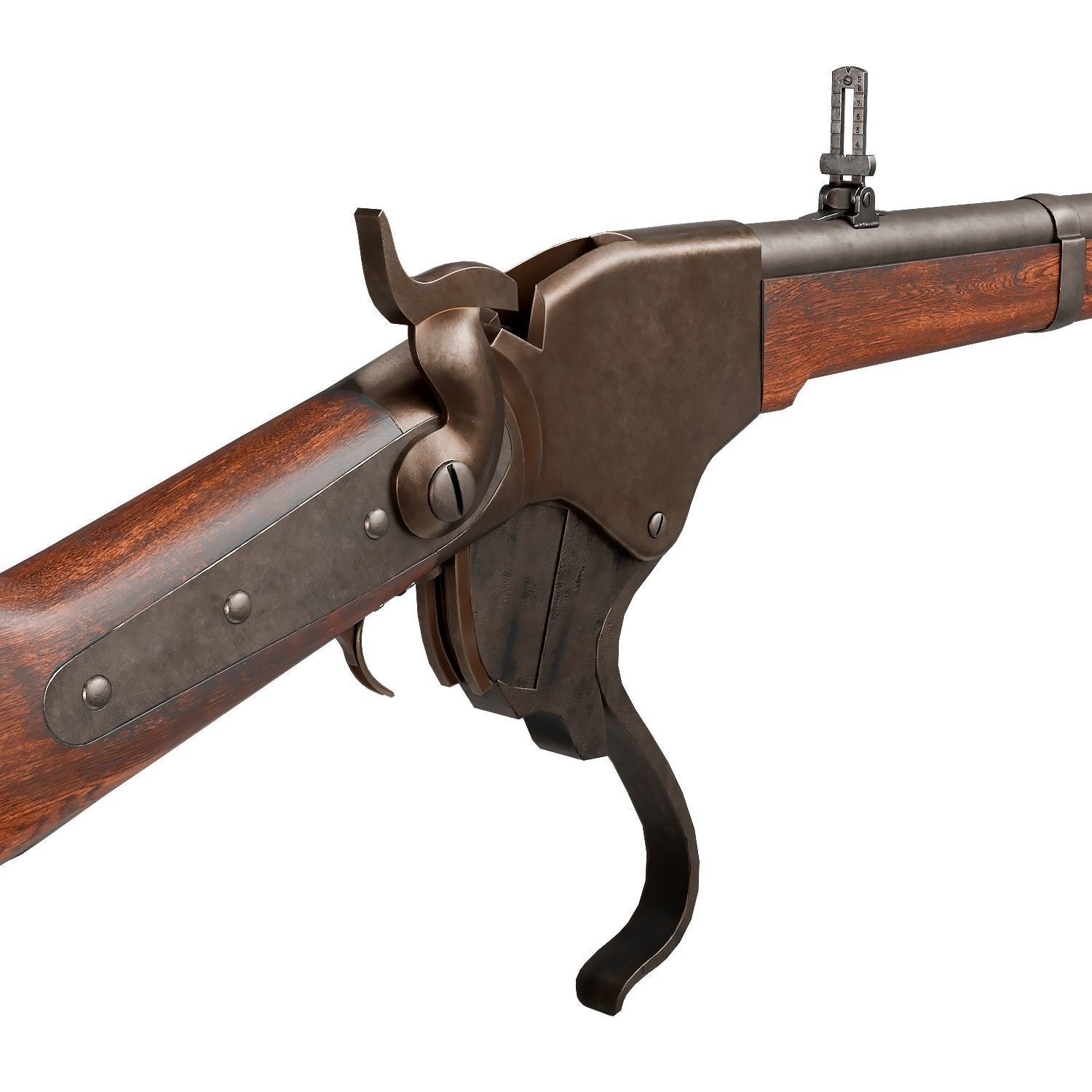 Spencer repeating rifle Low-poly 3D model_3
