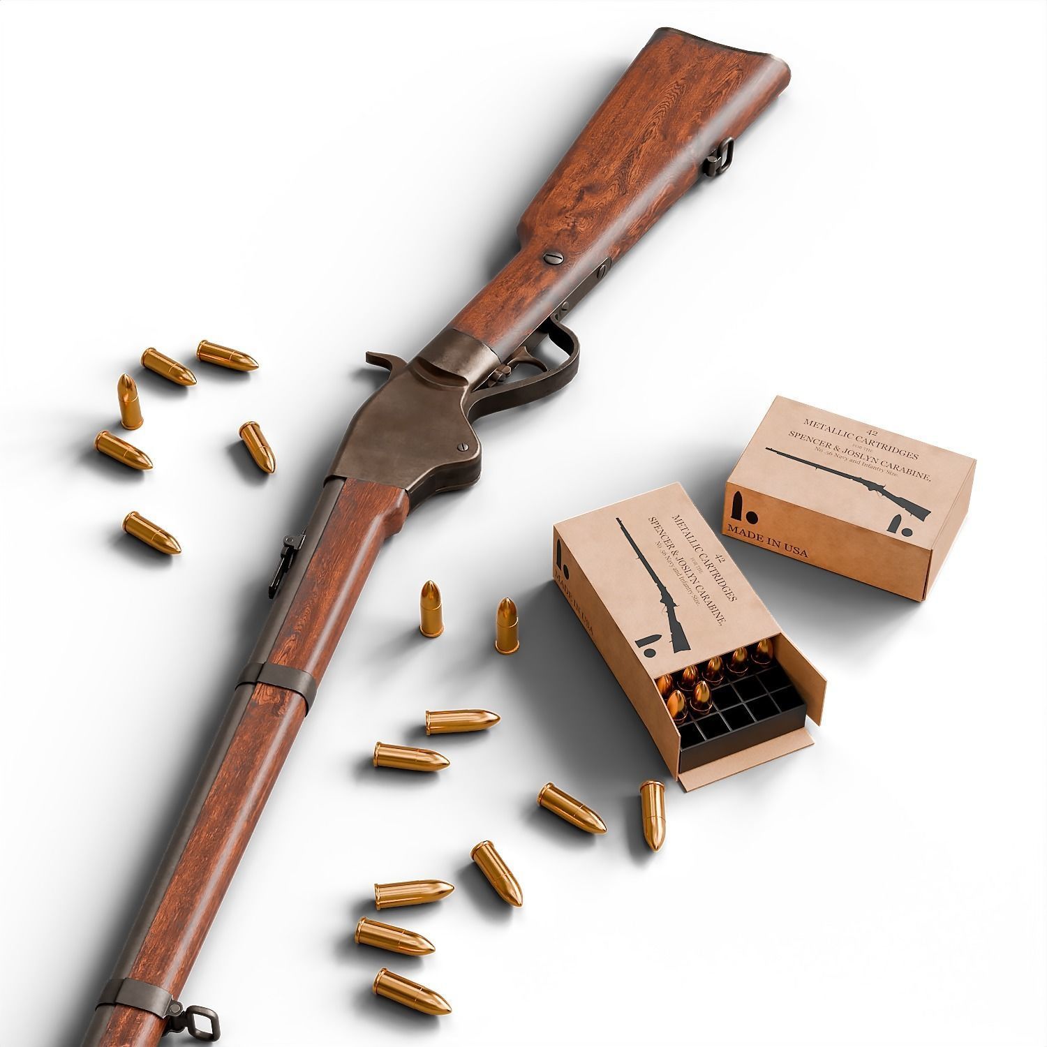 Spencer repeating rifle Low-poly 3D model_1