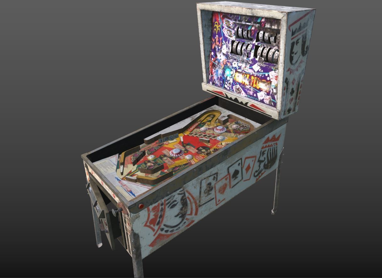 Old Pinball Machine 3D model_7