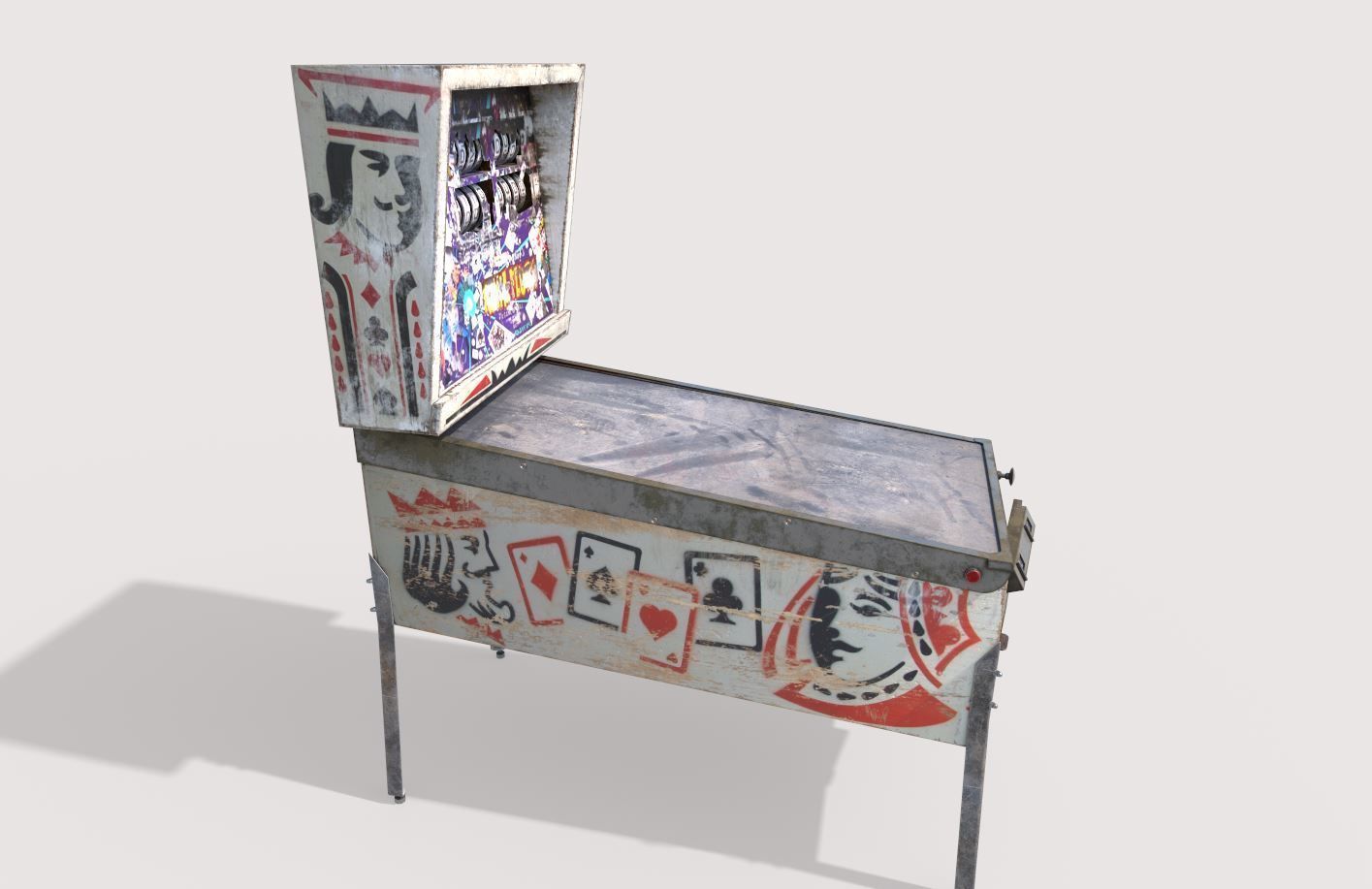 Old Pinball Machine 3D model_3