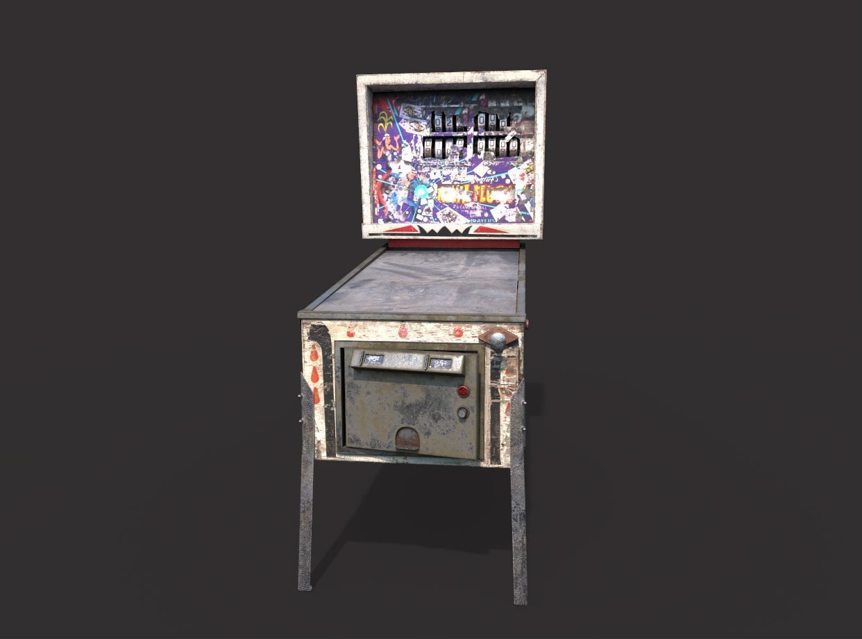 Old Pinball Machine 3D model_1
