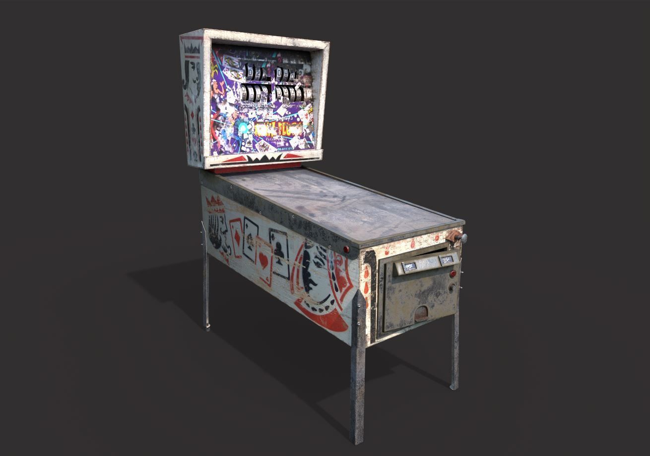 Old Pinball Machine 3D model_2