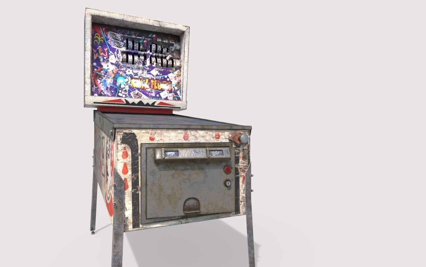 Old Pinball Machine 3D model_8