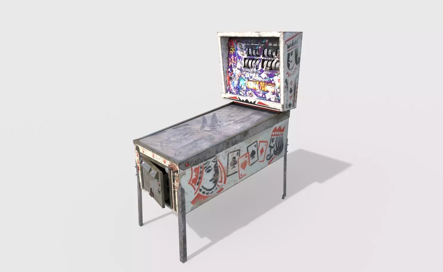 Old Pinball Machine 3D model_0