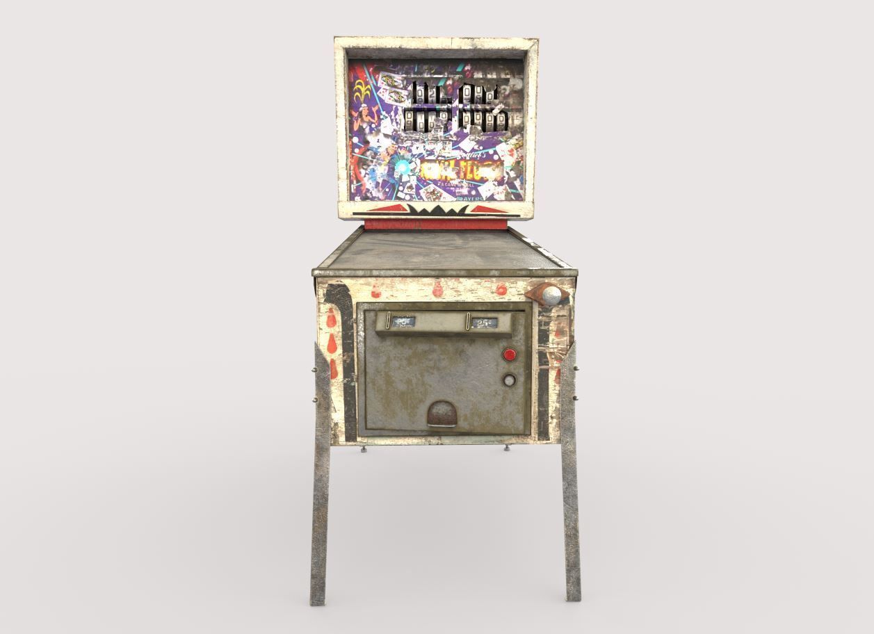 Old Pinball Machine 3D model_5