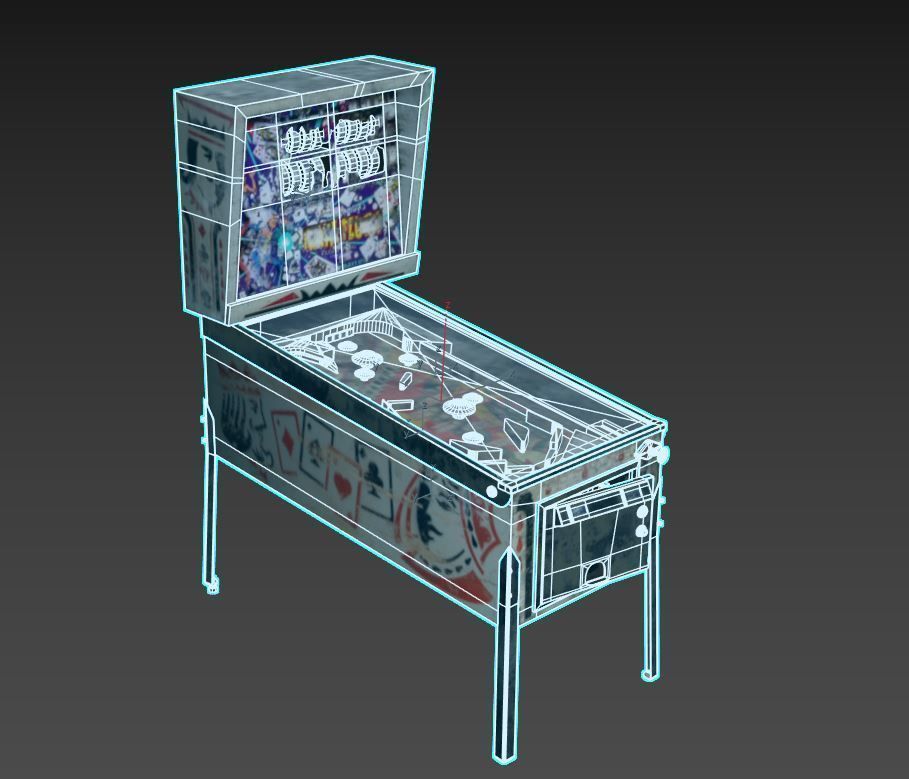 Old Pinball Machine 3D model_10