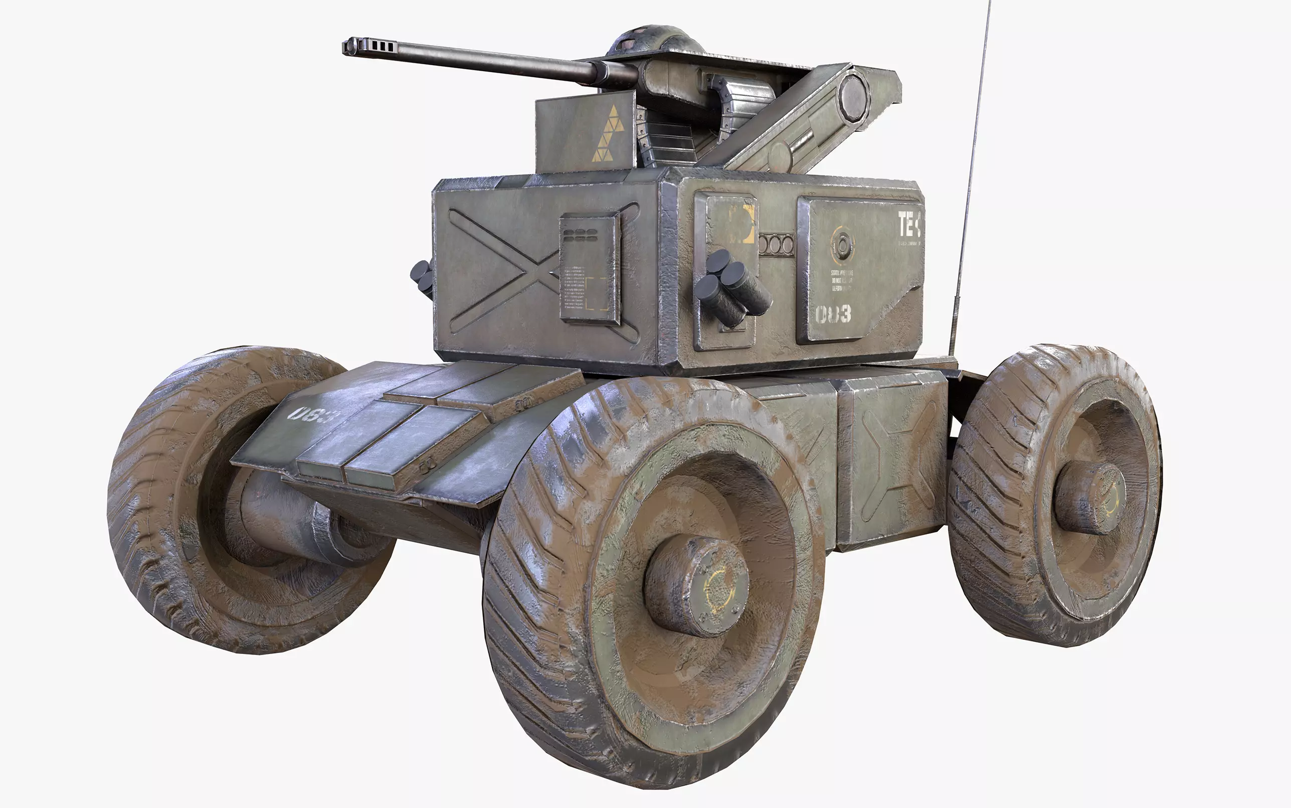 Battle vehicle with Guns Army tank Game Ready Rigged Low-poly 3D model