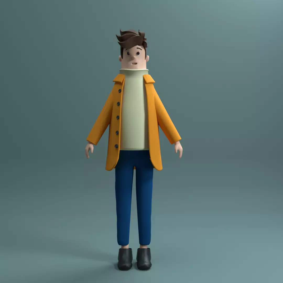 3d cartoon character Low-poly 3D model_0