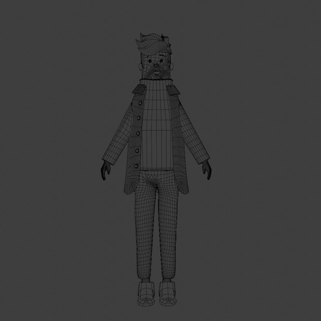 3d cartoon character Low-poly 3D model_1