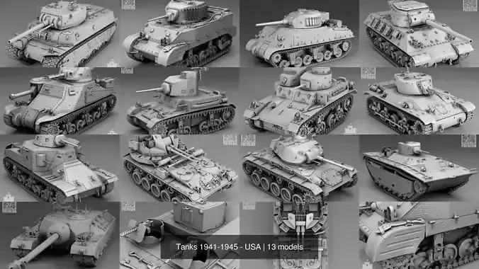 Tanks 1941-1945 - USA 3D Model Collection