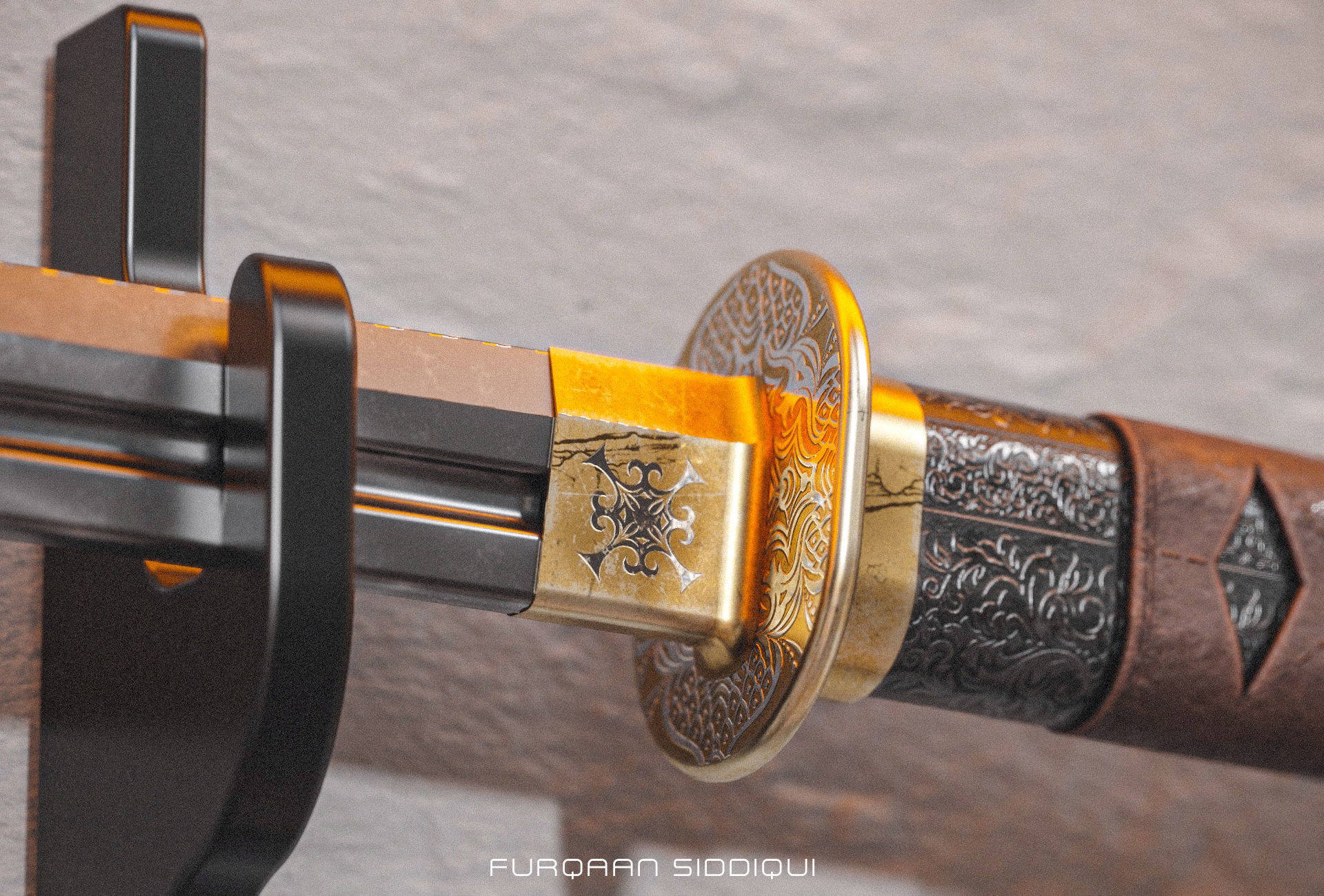 Katana Zoro PBR Sword Low-poly 3D model_7