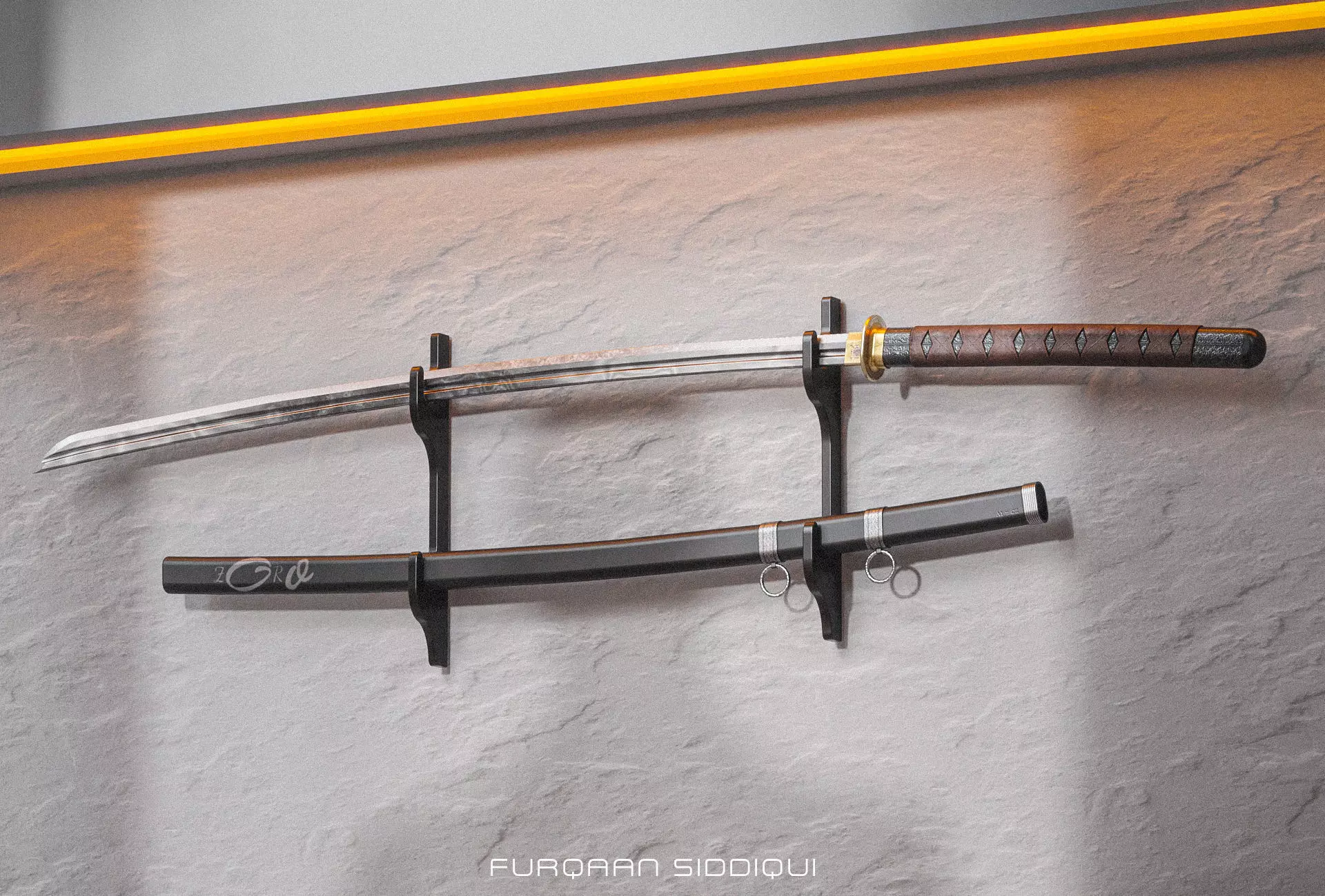 Katana Zoro PBR Sword Low-poly 3D model_0