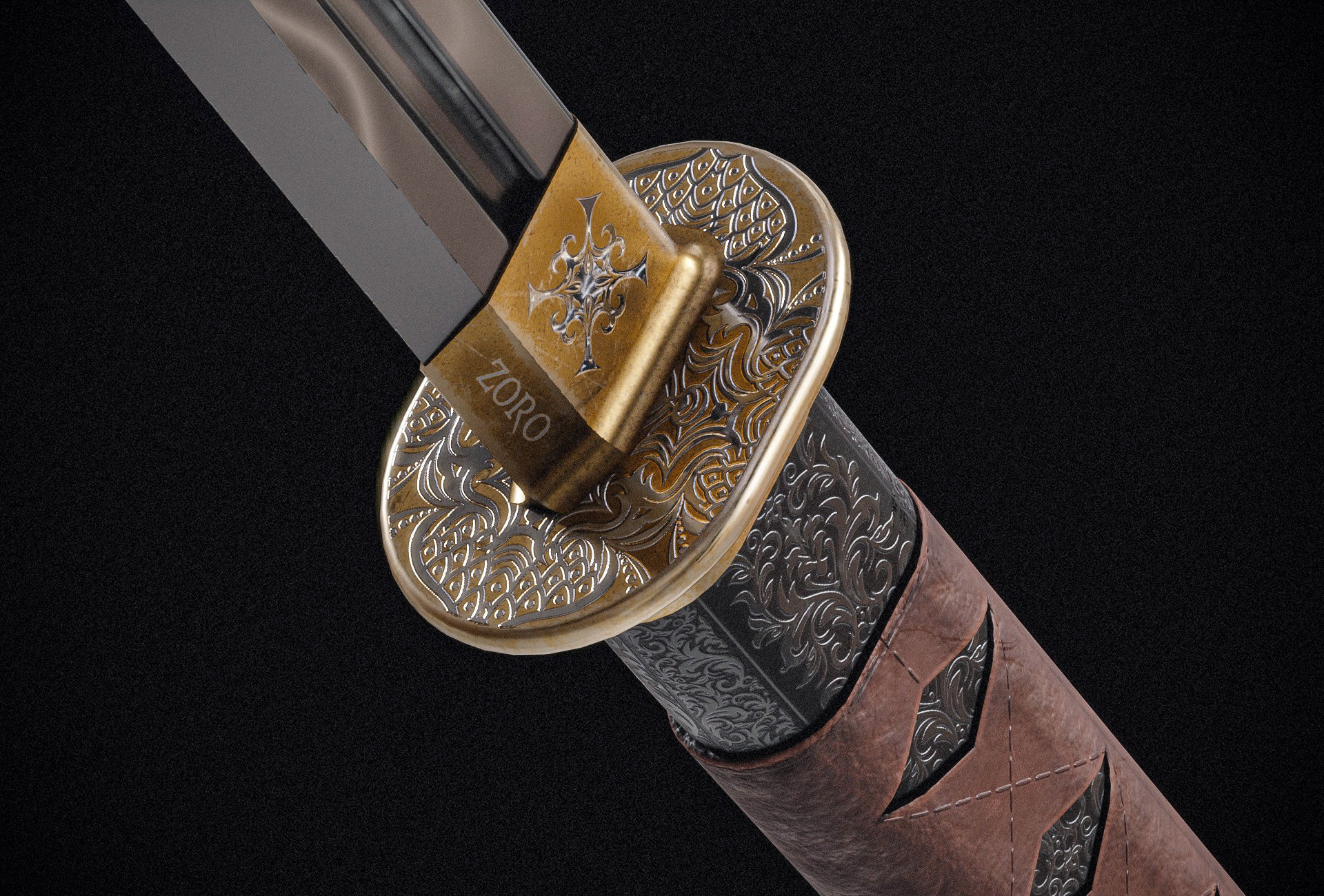 Katana Zoro PBR Sword Low-poly 3D model_8