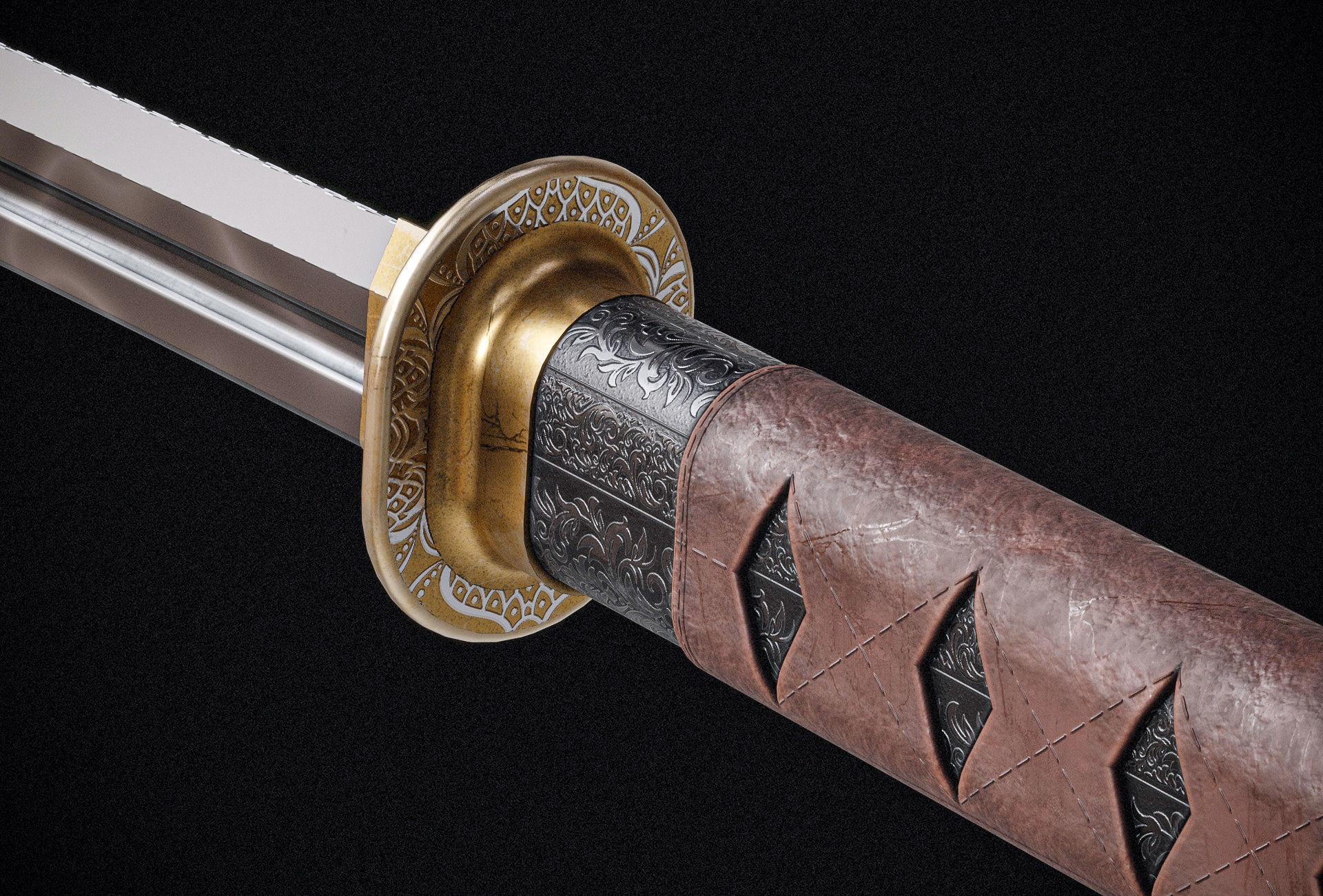 Katana Zoro PBR Sword Low-poly 3D model_3