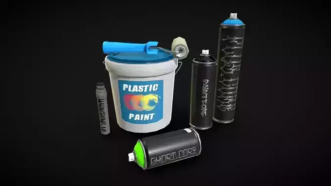 Graffity tools Pack Low-poly 3D model