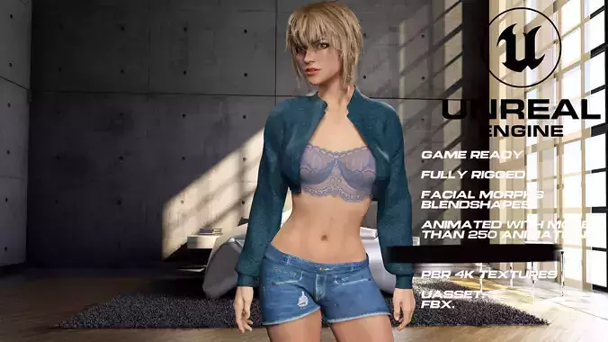 Casual girl full rigged - game ready - animated