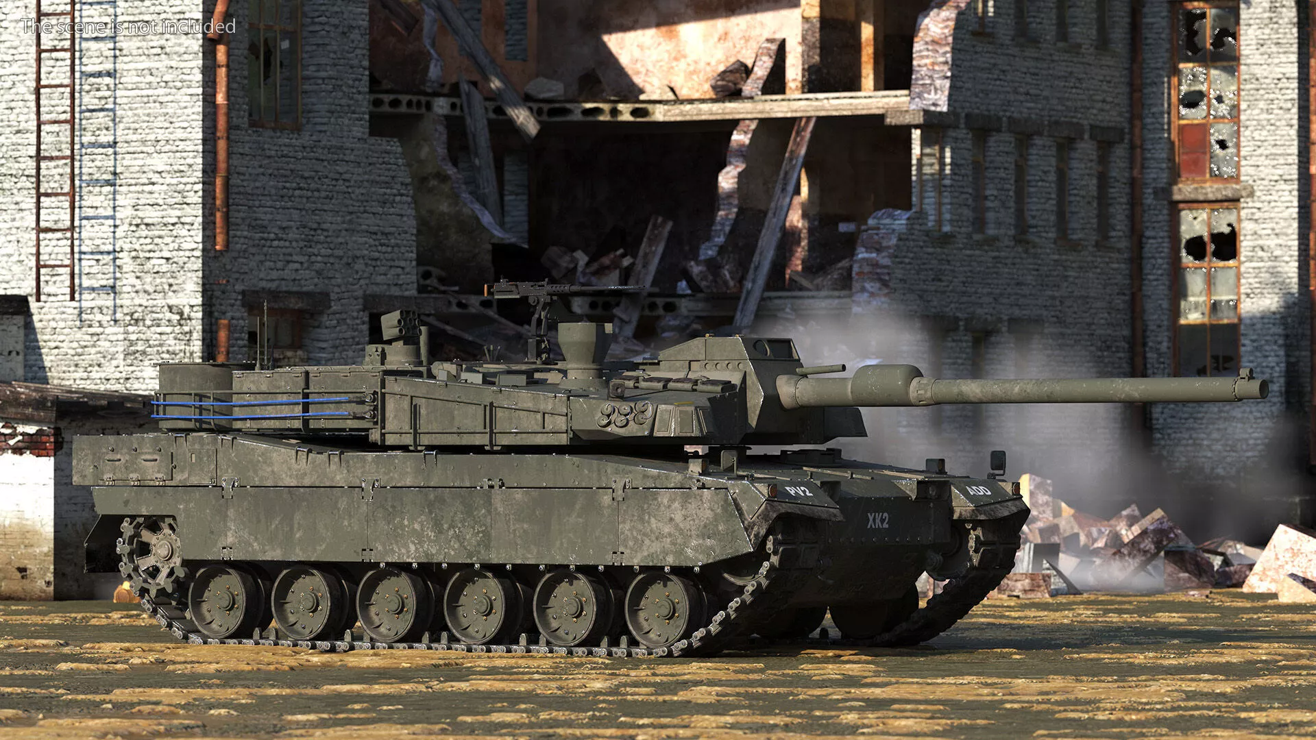 K2 Black Panther Tank Dirty Rigged 3D model