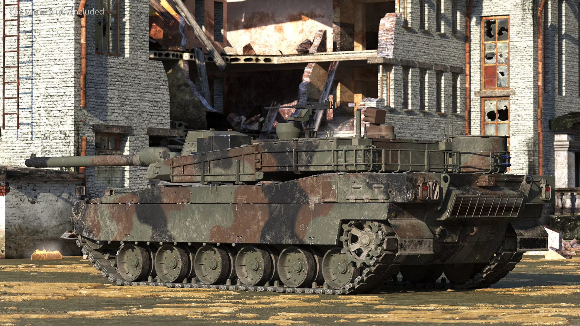 Korean Tank K2 Camouflage Color Dirty Rigged 3D model