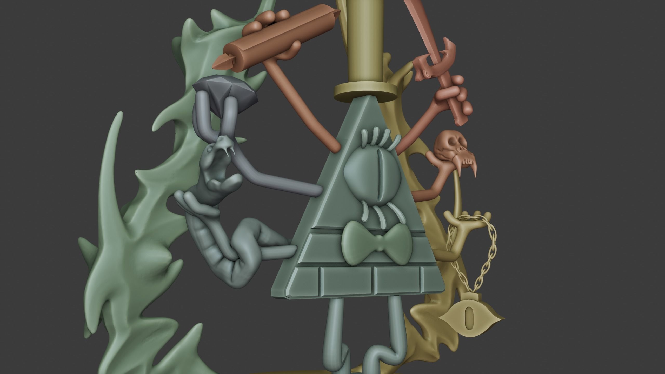 ornamental statue of Bill Cipher 3D print model_2