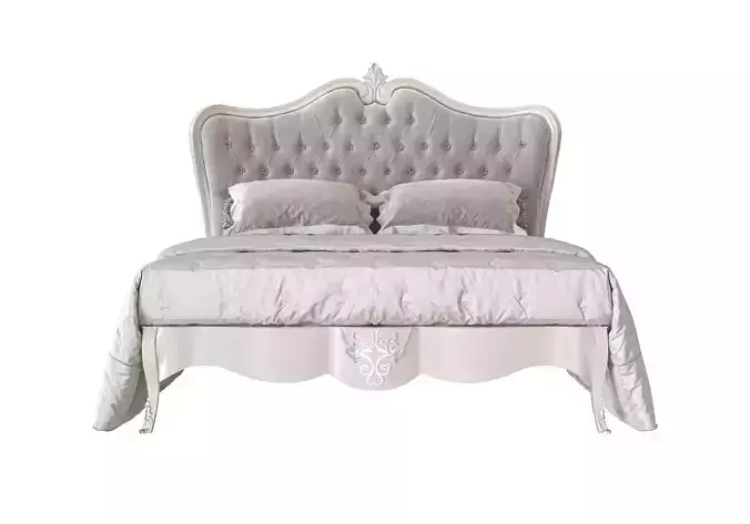 Luxurious Velvet Queen Bed with Ornate Headboard 