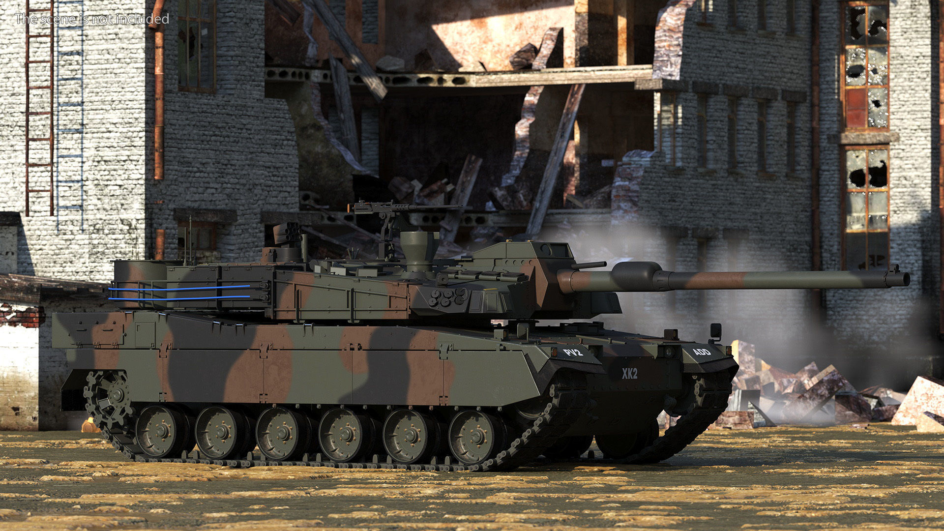 Korean K2 Tank Camouflage Color Rigged 3D model