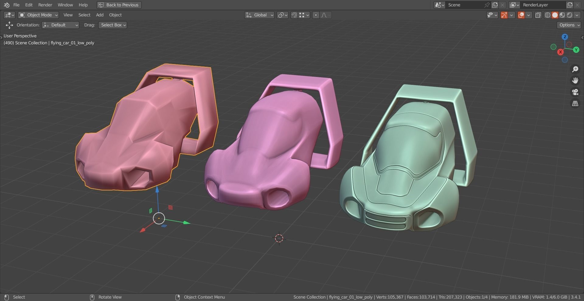 Simplistic Flying Vehicle 23 Low-poly 3D model_7