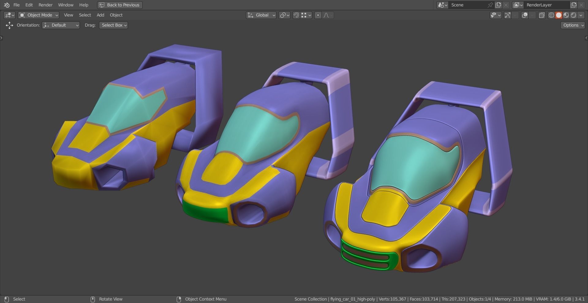 Simplistic Flying Vehicle 23 Low-poly 3D model_6