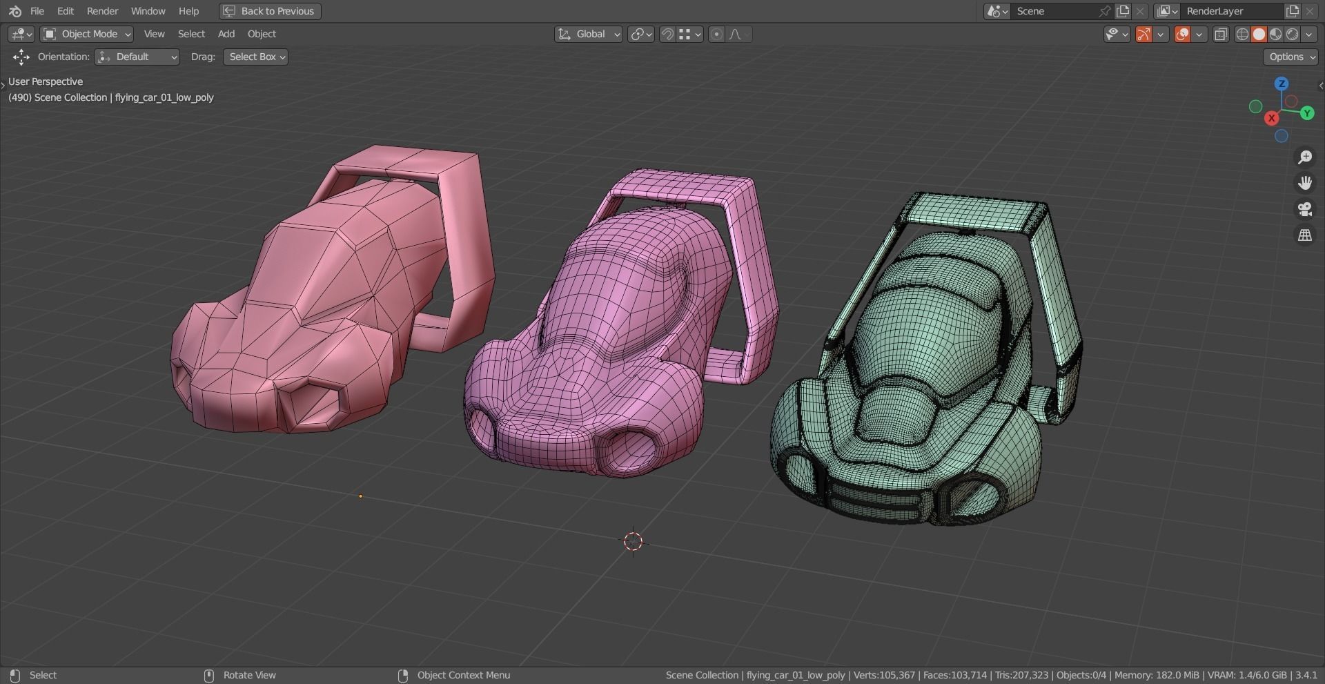 Simplistic Flying Vehicle 23 Low-poly 3D model_8