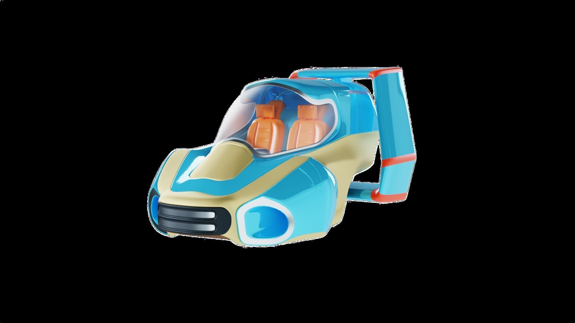 Simplistic Flying Vehicle 23 Low-poly 3D model_13