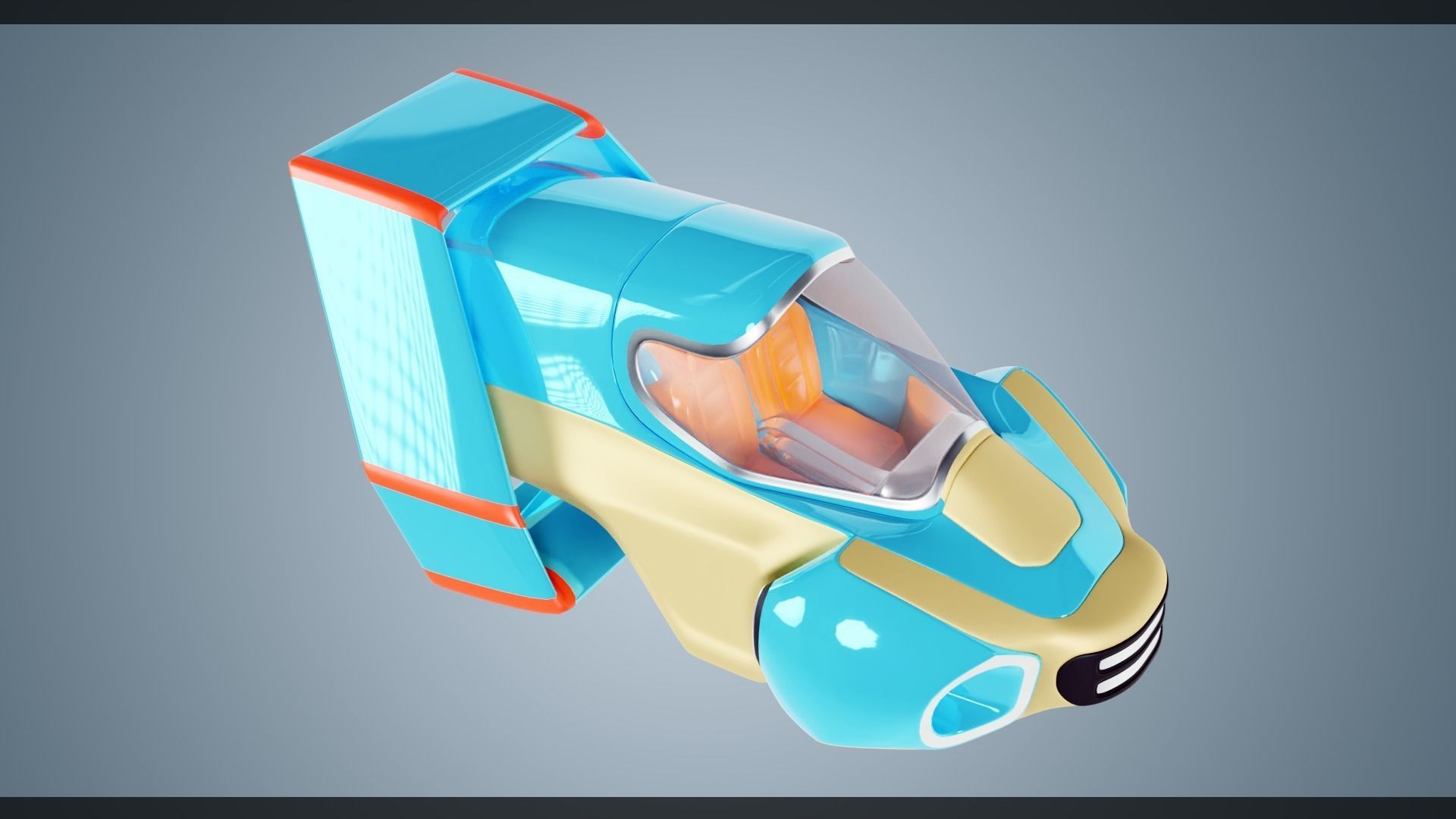 Simplistic Flying Vehicle 23 Low-poly 3D model_1