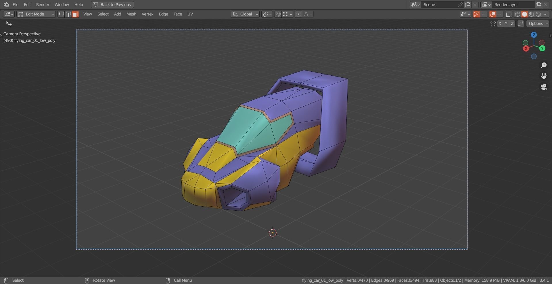 Simplistic Flying Vehicle 23 Low-poly 3D model_11