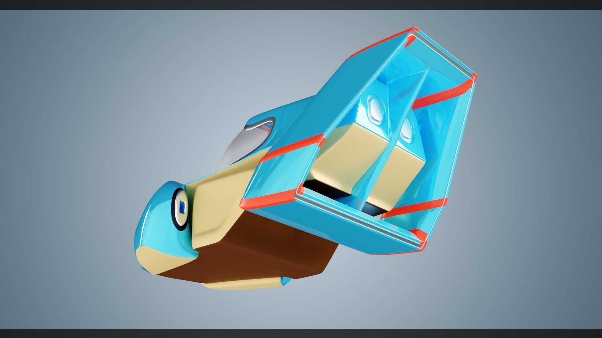 Simplistic Flying Vehicle 23 Low-poly 3D model_5