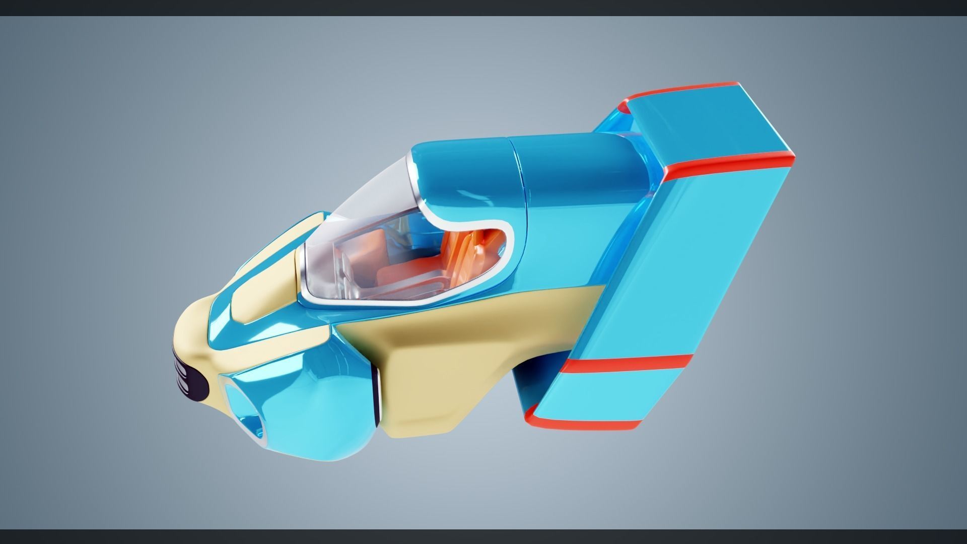 Simplistic Flying Vehicle 23 Low-poly 3D model_2
