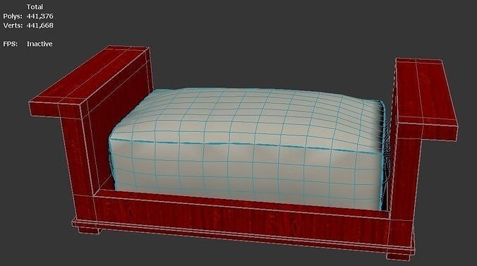 red wooden sofa 3D model