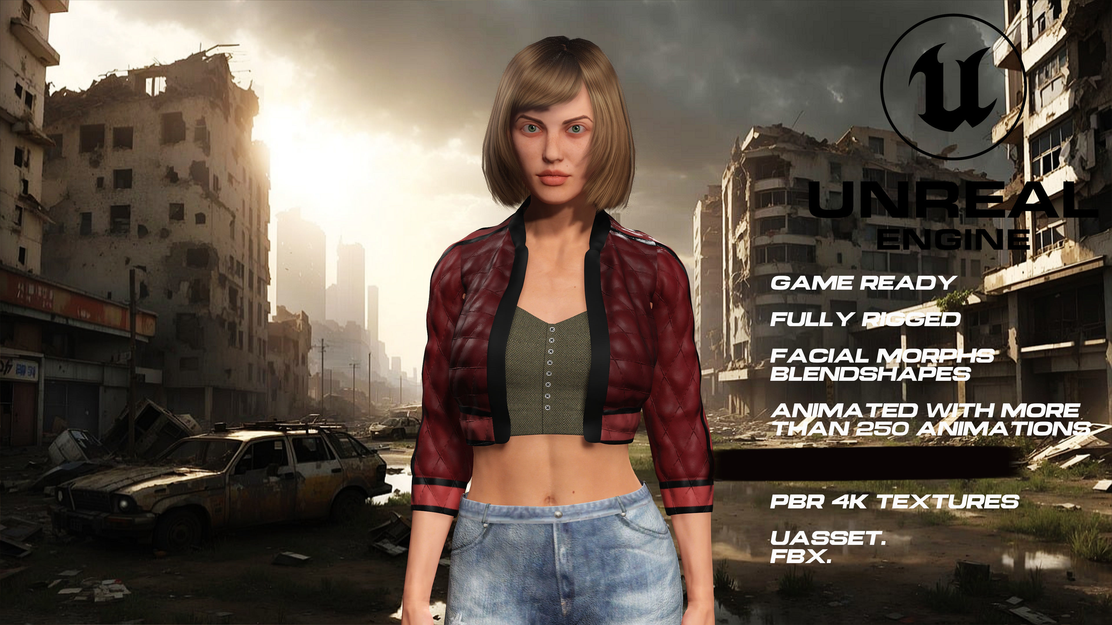 Zombie Hunter full rigged - game ready - animated Low-poly 3D model_1