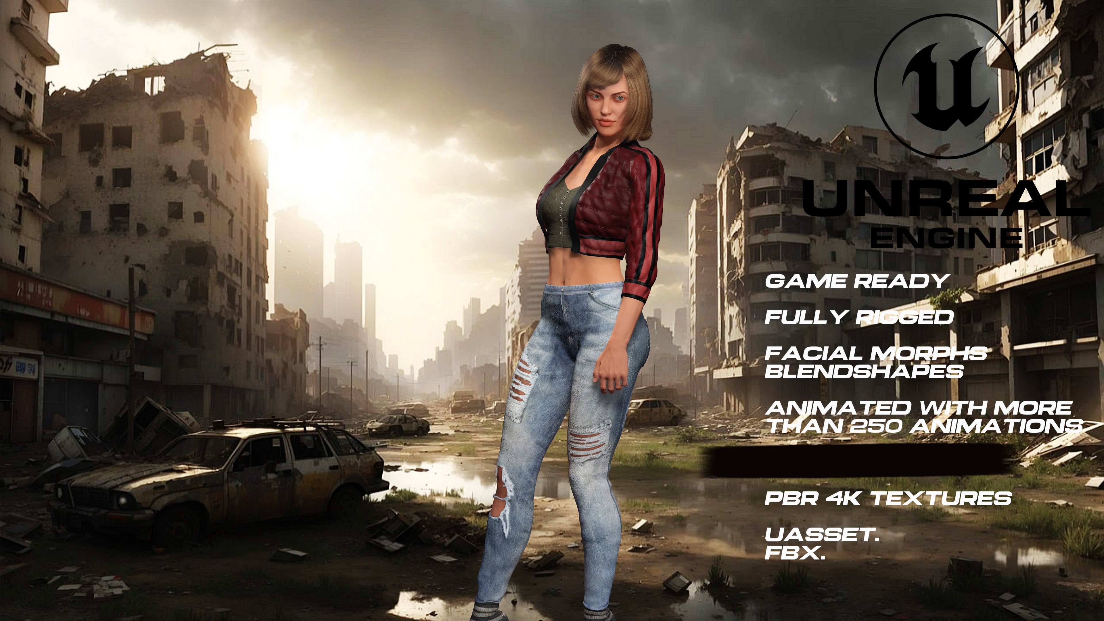 Zombie Hunter full rigged - game ready - animated Low-poly 3D model_5