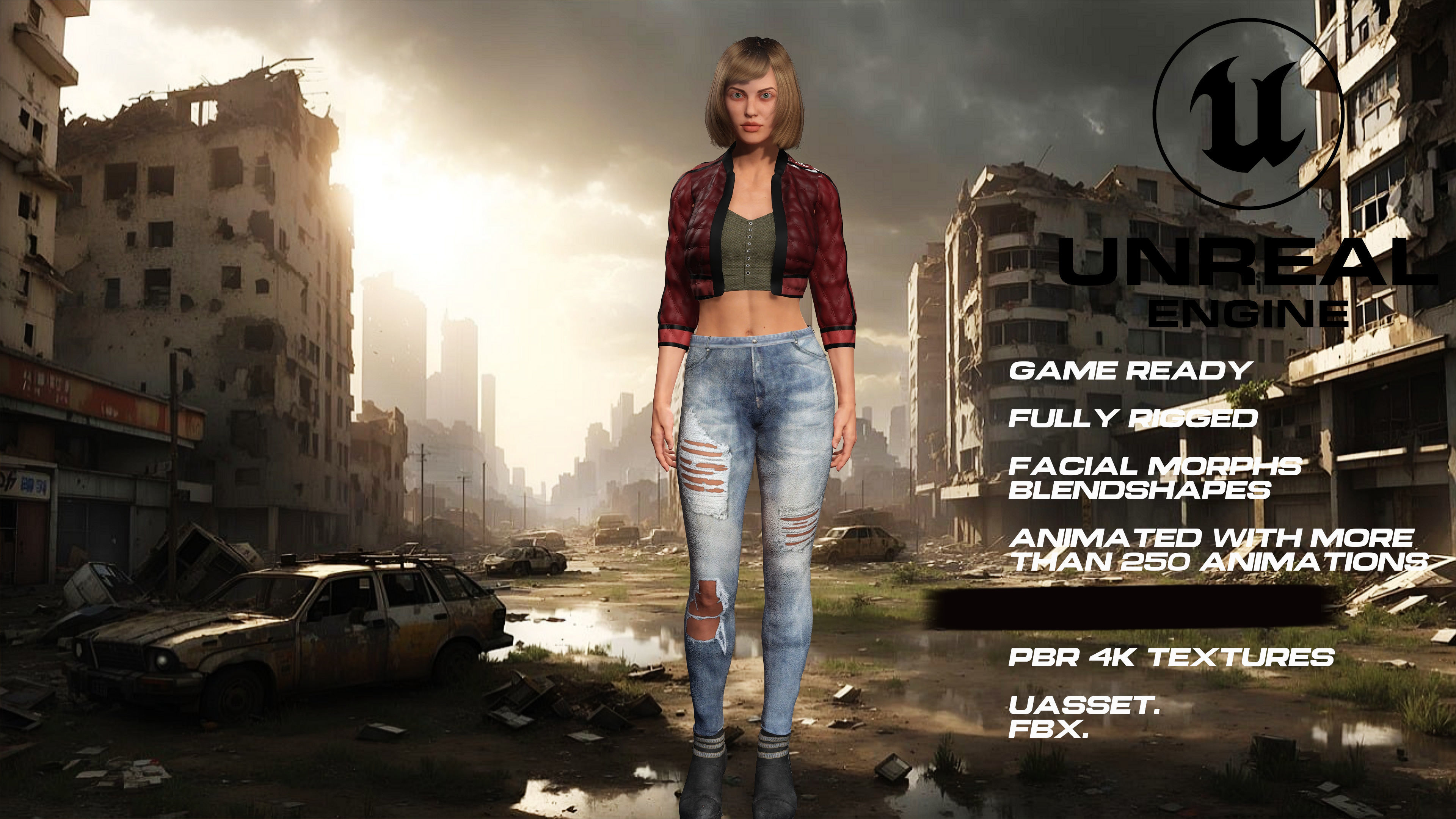 Zombie Hunter full rigged - game ready - animated Low-poly 3D model_3