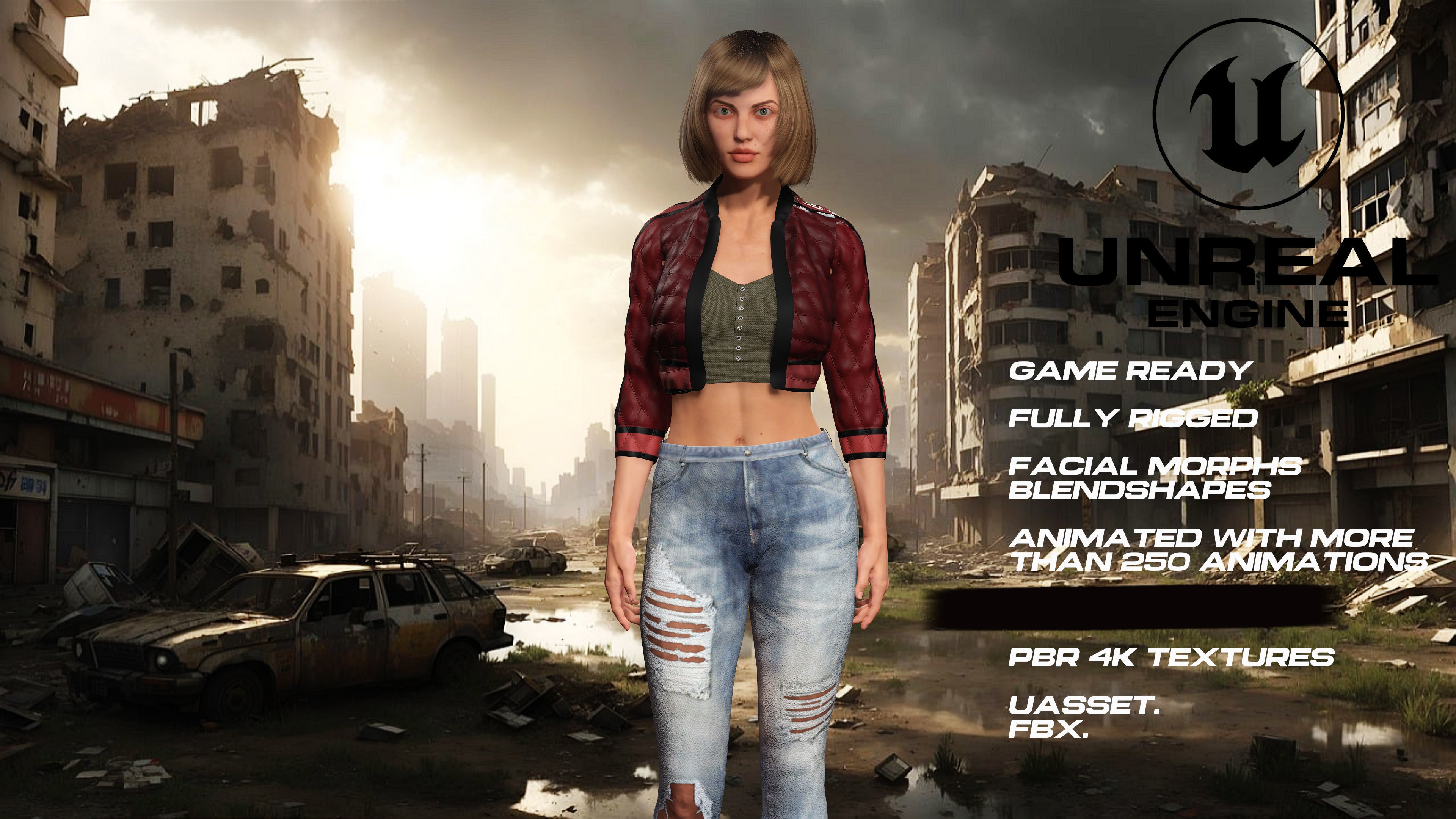 Zombie Hunter full rigged - game ready - animated Low-poly 3D model_2