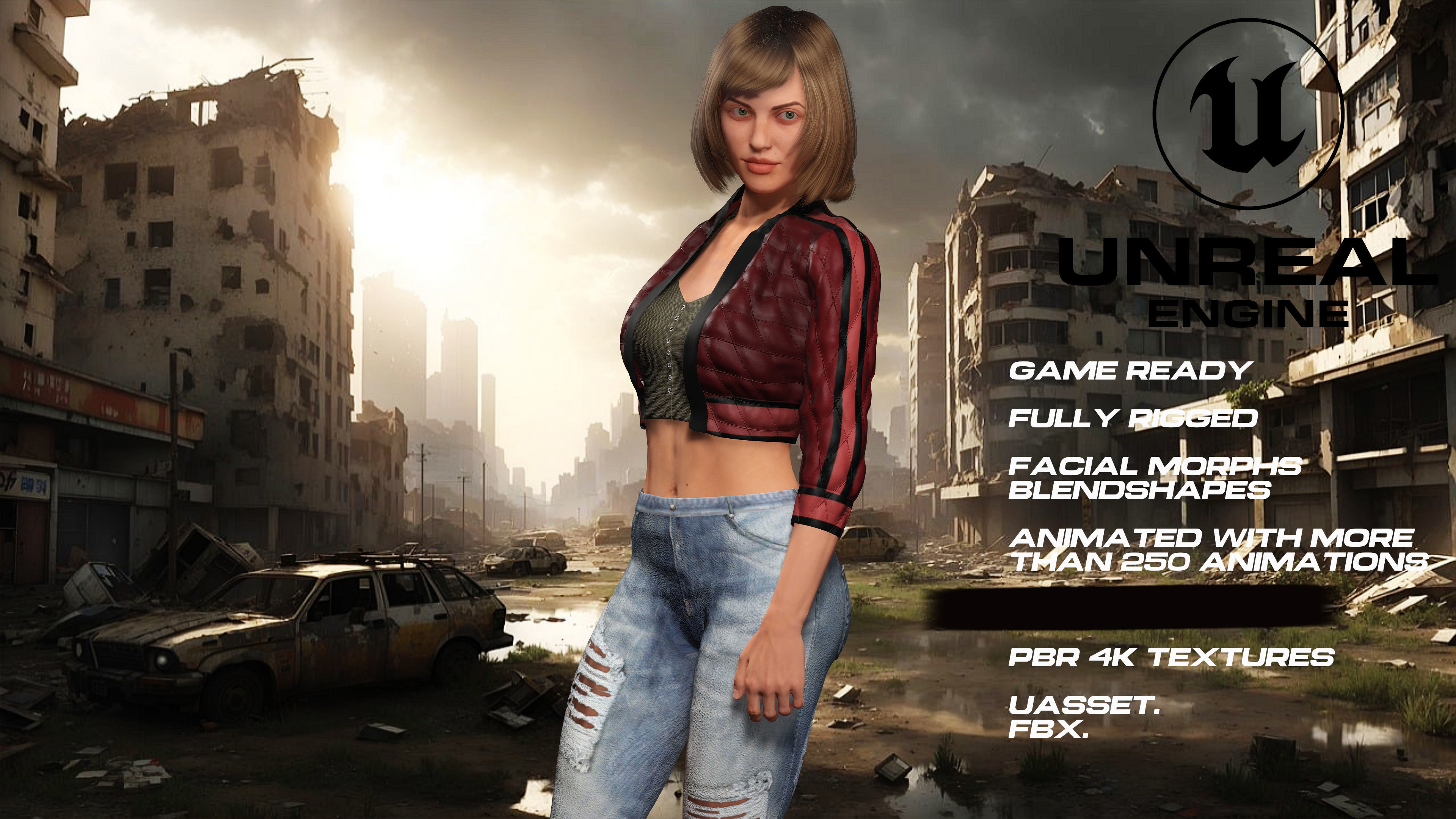 Zombie Hunter full rigged - game ready - animated Low-poly 3D model_4