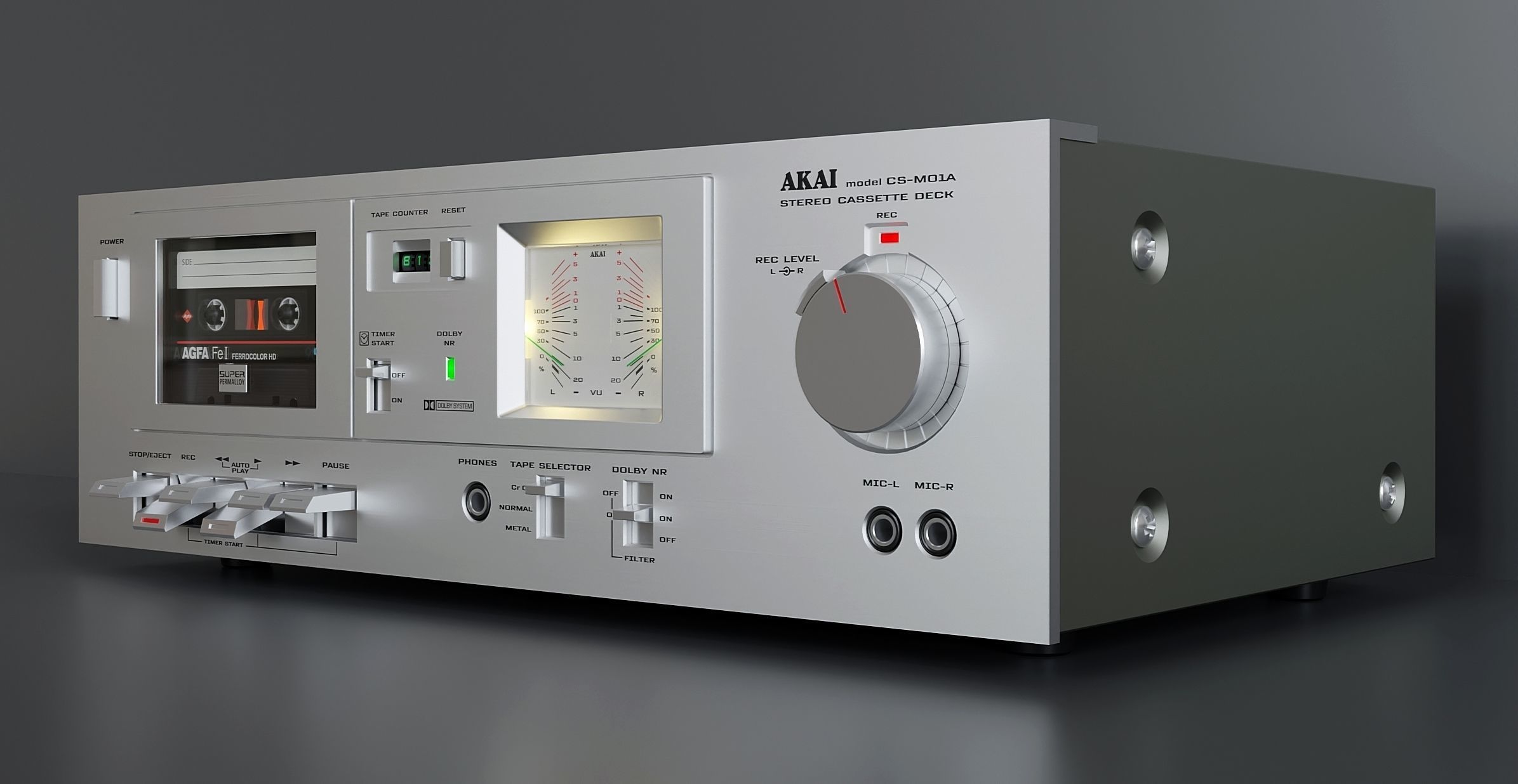 Japanese vintage cassette deck 71 3D model_3