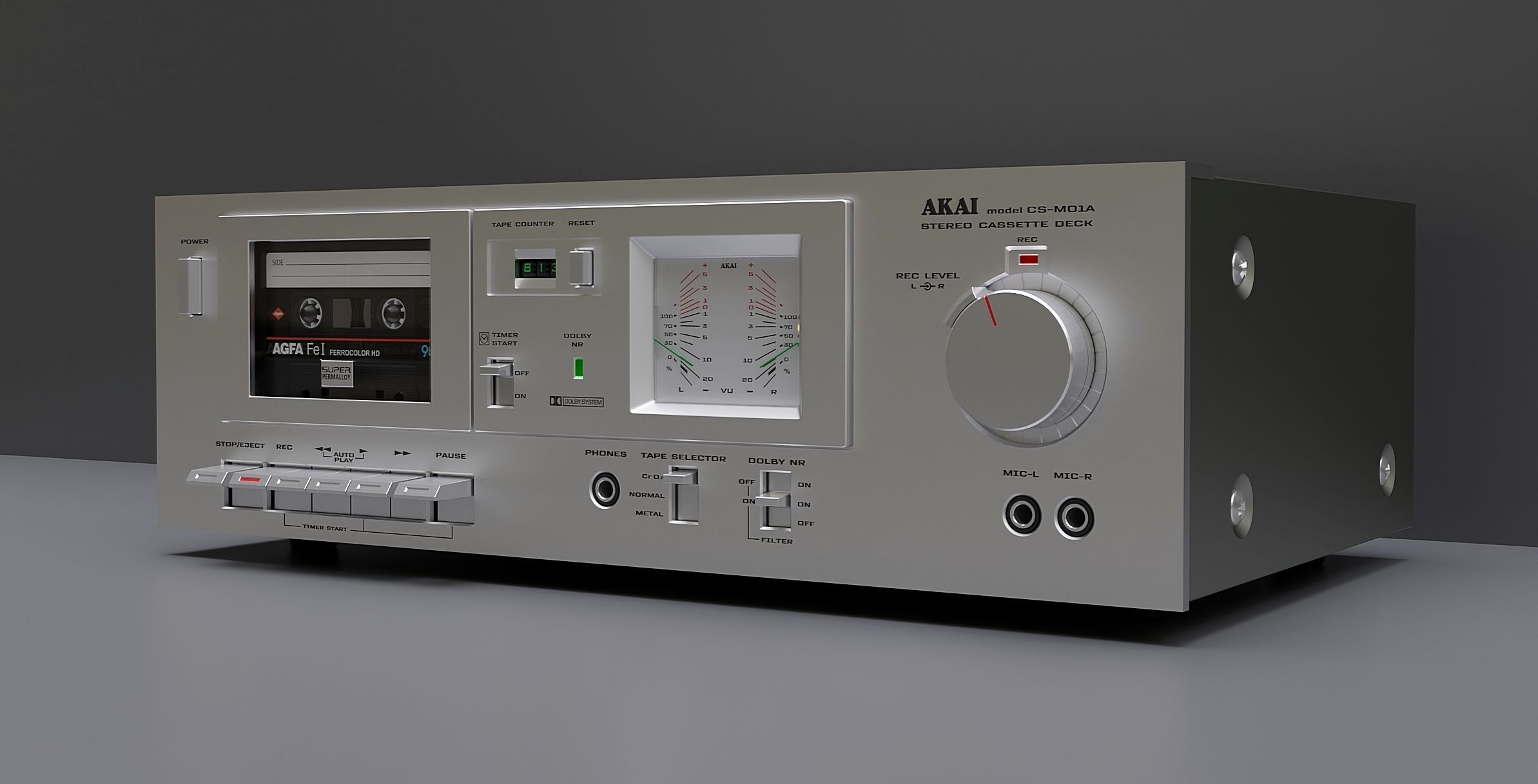 Japanese vintage cassette deck 71 3D model_1
