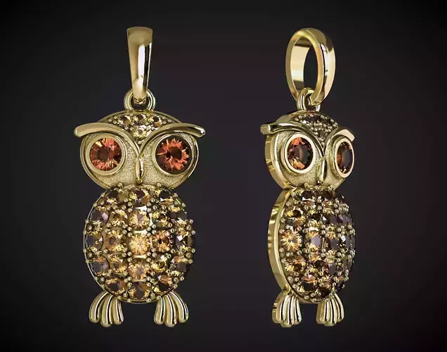 OWL PENDANT WITH STONES Printable Model