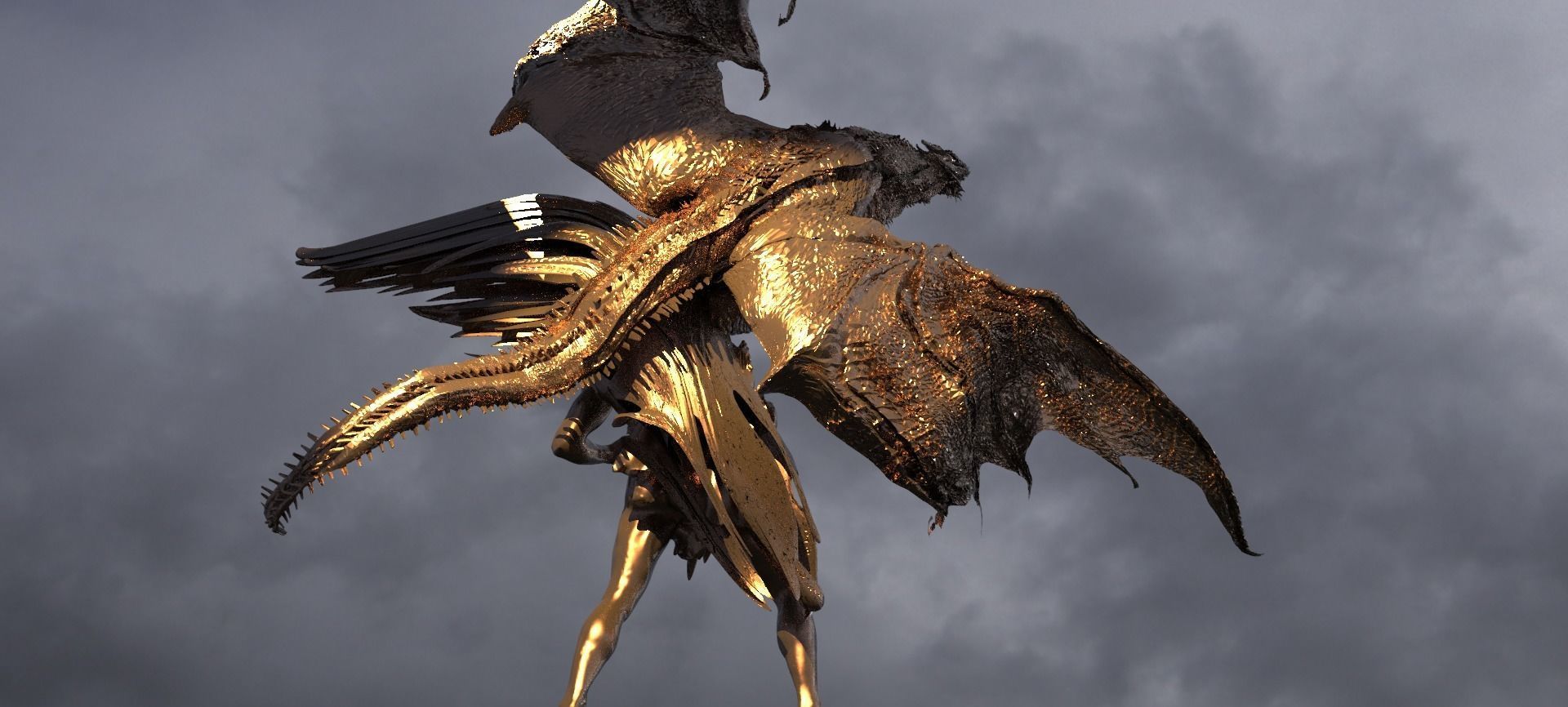 Dragon Rider Sculpture 3D model_5