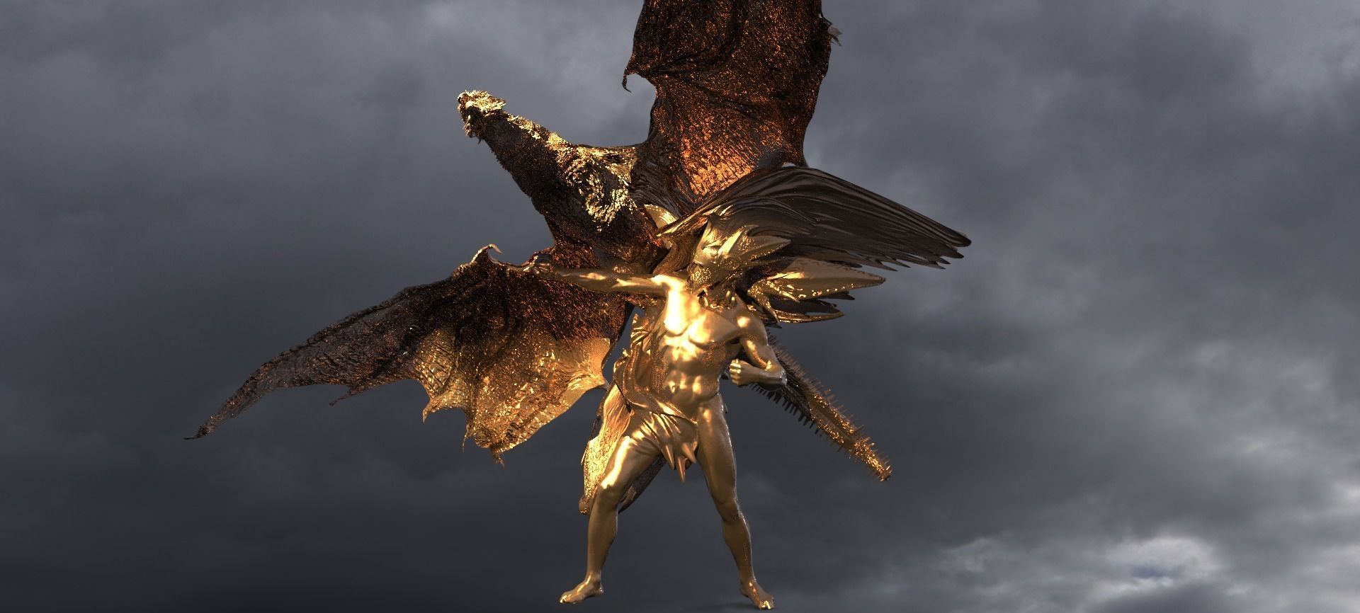 Dragon Rider Sculpture 3D model_1