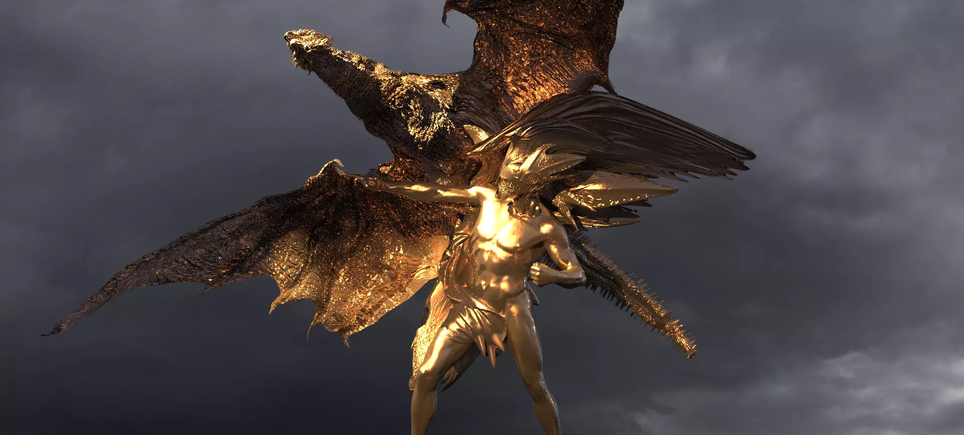 Dragon Rider Sculpture 3D model_0