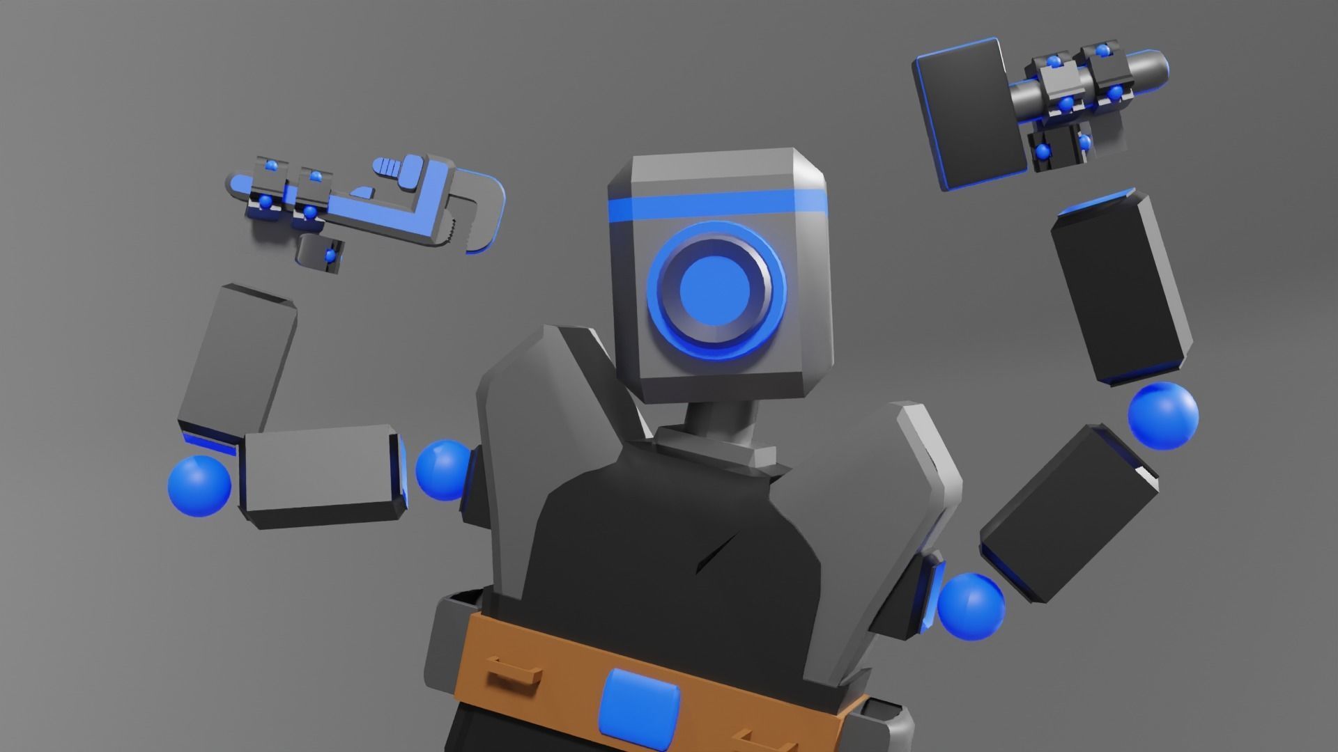 Repair Robot  Low-poly 3D model_3