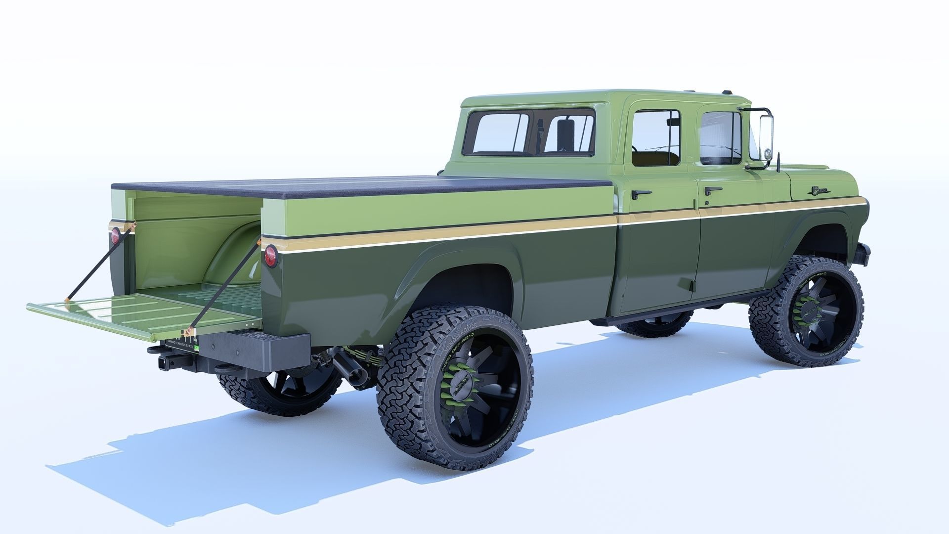 Pickup 1959 F350 Crew Cab Long Bed 3D model_13