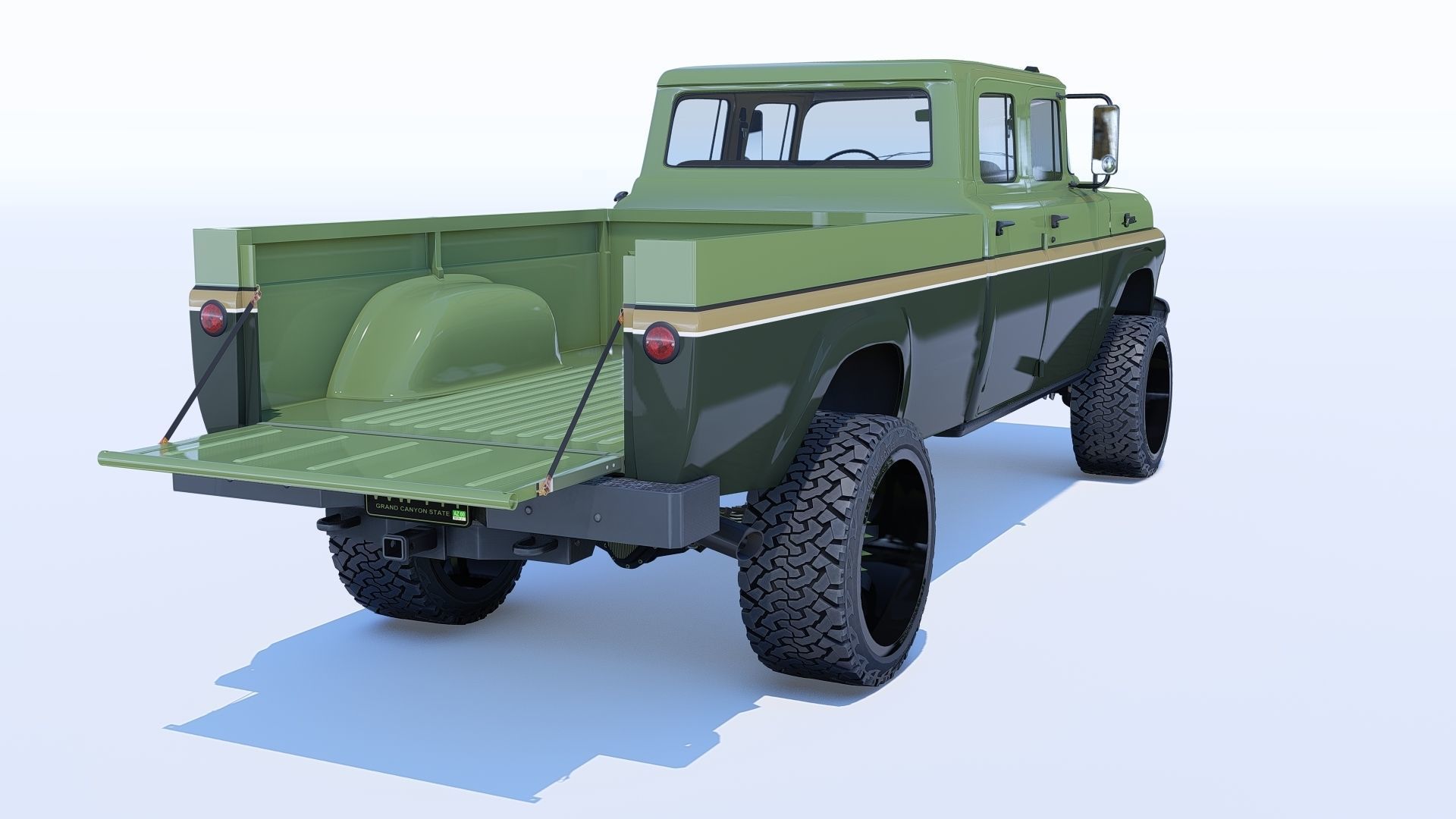 Pickup 1959 F350 Crew Cab Long Bed 3D model_19