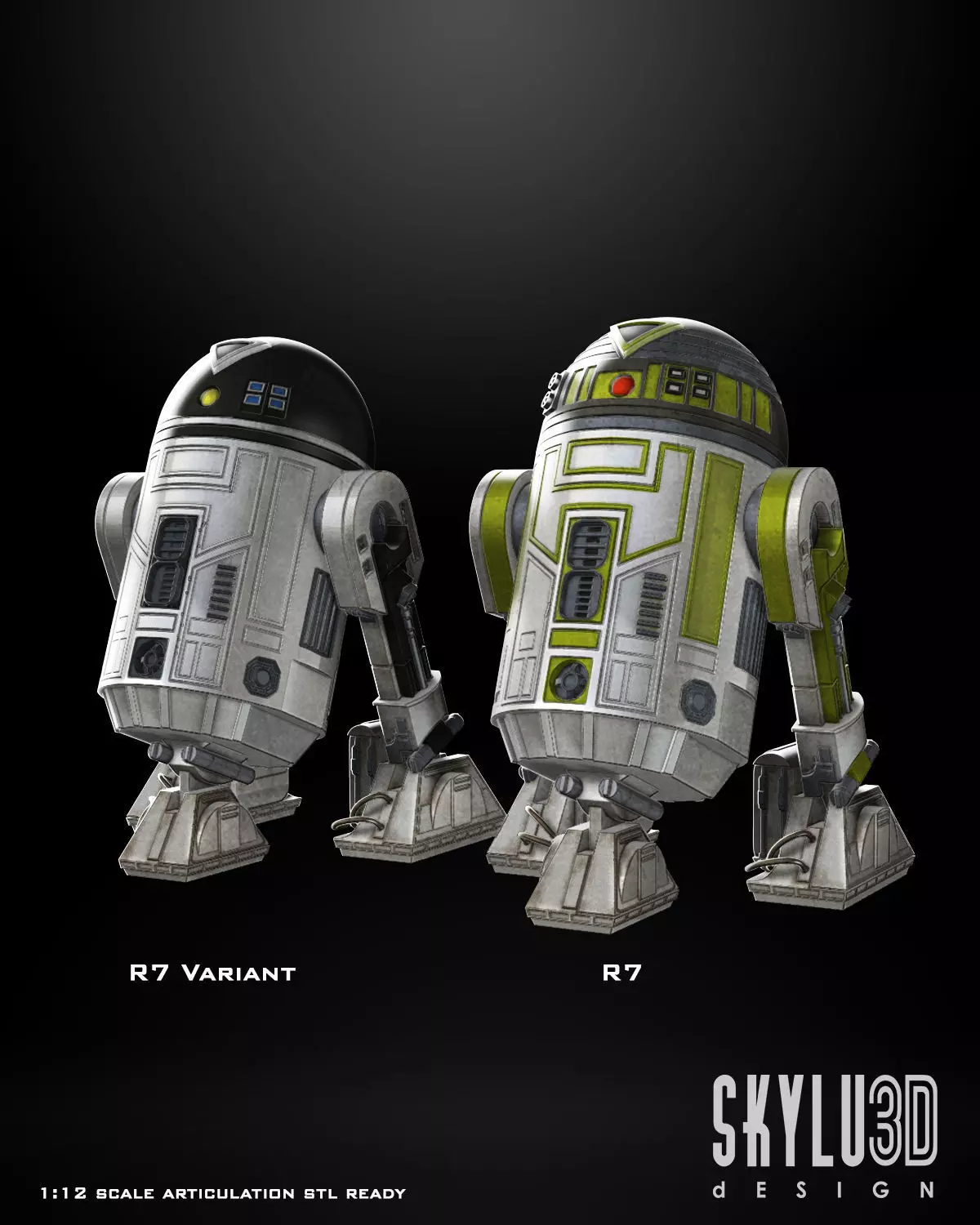 R7 Astromech Droid One12 Scale Articulation STL files 3D print model_0