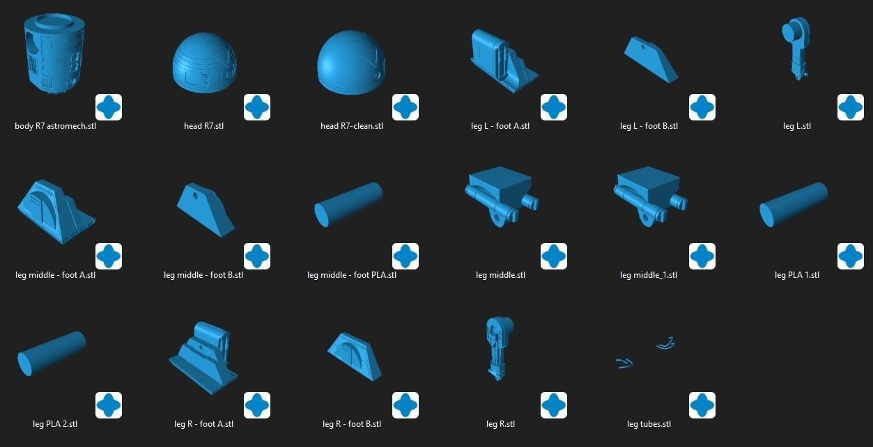 R7 Astromech Droid One12 Scale Articulation STL files 3D print model_1
